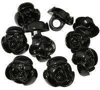 AERZETIX - C56577 - Lot de 10 Boutons à coudre en forme de fleur 10x11x8 mm - couleur noir - ouverture 3 mm - en plastique - mercerie/fabrication de vêtements à la main/couture