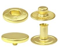 AERZETIX - C56626 - Lot de 10 Boutons pression à ressort Ø15 mm de 4 pièces métalliques - couleur doré - pour sac à main jeans portefeuilles - maroquinerie vêtements cuir artisanat