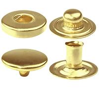 AERZETIX - C56634 - Lot de 10 Boutons pression à ressort Ø10 mm de 4 pièces métalliques - couleur doré - pour sac à main jeans portefeuilles - maroquinerie vêtements cuir artisanat