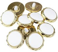 AERZETIX - C56831 - Lot de 10 Boutons à queue ronds décoratifs 21x10 mm à coudre 34L L34 - couleur blanc/doré - ouverture 3 mm - en métal - mercerie/vêtements/couture/mode