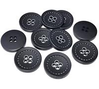 AERZETIX - C57117 - Lot de 10 Boutons à coudre ronds "motif couture" Ø20x4 mm à 4 trous 32L L32 - ouverture 2.5 mm - couleur noir et blanc - en plastique - manteaux mercerie vêtements décoration