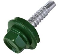 AERZETIX - C57179 - Lot de 50 Vis autoperceuse Ø4.8x25 mm + rondelle d'étanchéité EPDM - peint en couleur vert mousse RAL 6005 - empreinte de la tête 8 mm hexagonale - en acier