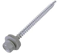 AERZETIX - C57223 - Lot de 50 Vis autoperceuse métal sur bois Ø4.8x70 mm + rondelle d'étanchéité EPDM - peint en couleur aluminium blanc RAL 9006 - empreinte de la tête 8 mm hexagonale - en acier