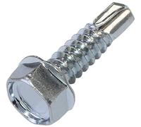 AERZETIX - C57390 - Lot de 50 Vis autoperceuse à collerette/embase estampée Ø6.3x25 mm - empreinte de la tête hexagonale 10 mm - DIN 7504K - en acier - couleur argent