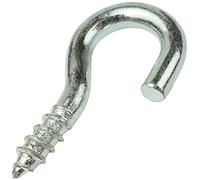 AERZETIX C57969 Crochets Pitons Coudés à Visser Ø3x10 mm, Lot de 25 | Forme C, Crochet ouvert à vis autotaraudeuse, Acier zingué, Couleur argent