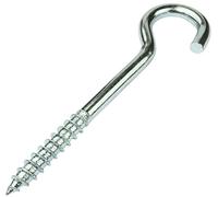 AERZETIX C57989 Crochets Pitons Coudés à Visser Ø6x60 mm Lot de 10 | Forme C, Crochet ouvert à vis autotaraudeuse, Acier zingué, Couleur argent