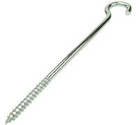 AERZETIX C57999 Crochets Pitons Coudés à Visser Ø8x150 mm Lot de 5 | Forme C, Crochet ouvert à vis autotaraudeuse, Acier zingué, Couleur argent