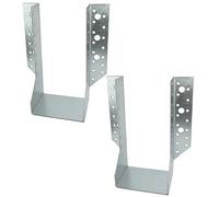 AERZETIX C58637 Sabots de charpente ailes extérieures 100x200x75x2 mm | Lot de 2, Sabot de solive à 52 trous, Acier zingué Z275