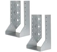 AERZETIX C58664 Sabots de charpente ailes intérieures 100x170x75x2mm | Lot de 2, Sabot de solive à 46 trous, Acier zingué Z275