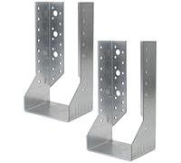 AERZETIX C58665 Sabots de charpente 100x200x75x2 mm Lot de 2 | Ailes intérieures, Sabot de solive à 52 trous, Acier zingué Z275