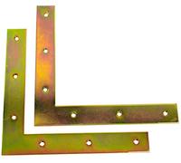 AERZETIX - C58806 - Lot de 2 Équerres d'assemblage et fixation plates 200x200x30x3 mm - équerre de cadre - charpente bois porte fenêtre - en acier zingué jaune