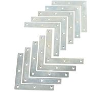AERZETIX - C58815 - Lot de 10 Équerres d'assemblage et fixation plates 100x100x15x2 mm - équerre de cadre - charpente bois porte fenêtre - en acier zingué