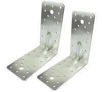 AERZETIX C58846 Équerre d'assemblage renforcée 140x140x65x2.5 mm | Lot de 2, Perforée, 28 trous, Pour charpente ossature bois, Acier Z275