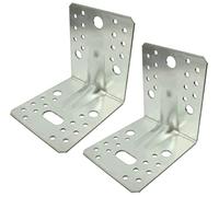 AERZETIX C58853 Équerre d'assemblage renforcée 105x105x90x2.5 mm | Lot de 2, Perforée, 33 trous, Pour charpente ossature bois, Acier Z275