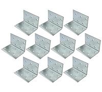 AERZETIX C58958 Équerres d'assemblage 40x40x60x2 mm Lot de 10 | Perforées, Pattes de fixation à angle droit, 12 trous ronds, Montage renforcement étagères meuble bois, Acier zingué Z275