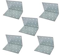 AERZETIX C58964 Équerres d'assemblage 60x60x100x2 mm, Lot de 5 | Perforées, Pattes de fixation à angle droit, 30 trous ronds, Montage renforcement étagères meuble bois, Acier zingué Z275