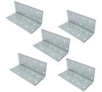 AERZETIX - C58984 - Lot de 5 Équerres d'assemblage perforées 40x40x100x2 mm - pattes de fixation à angle droit - à 20 trous ronds - montage renforcement étagères meuble bois - en acier zingué Z275
