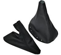 AERZETIX - C59649 - Soufflet de levier de vitesse et frein à main en cuir véritable - compatible avec Peugeot 407 2004-2010 - noir avec surpiqûres noires - pour boîte de vitesse manuelle