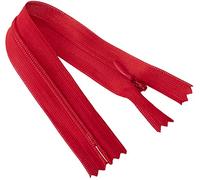 AERZETIX - C60367 - Lot de 10 Fermetures éclair invisibles 18 cm non-séparables - fermeture à glissière crémaillère - couleur rouge - maroquinerie jean pantalon robe jupe curseur couture vêtement