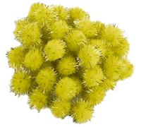 AERZETIX - C60480 - Lot de 40 pompons scintillants brillants Ø20 mm - couleur jaune et fils brillants jaunes - en textile - guirlandes paillettes loisir créatif mercerie décoration couture vêtements
