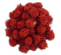 AERZETIX - C60481 - Lot de 40 Pompons Scintillants Brillants Ø20 mm - Couleur Rouge et Fils Brillants Rouges - en Textile - guirlandes Paillettes Loisir créatif mercerie décoration Couture vêtements