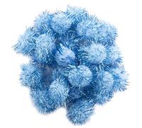 AERZETIX - C60482 - Lot de 40 pompons scintillants brillants Ø20 mm - couleur bleue et fils brillants bleus - en textile - guirlandes paillettes loisir créatif mercerie décoration couture vêtements