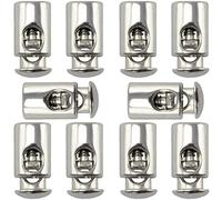 AERZETIX - C60515 - Lot de 10 bloque-cordon de vêtement simples 19x9 mm - stoppe-corde ficelle lacet arrêt embout métallique pour corde - pour anorak sac loisir créatif - couleur argent foncé