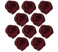 AERZETIX - C60859 - Lot de 10 Fleurs roses ~6x12 mm en satin - ruban customisation décoration boutonnières mariage loisir créatif mercerie couture vêtements artificielle - couleur bordeaux
