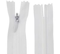 AERZETIX - C60982 - Lot de 20 Fermetures éclair invisibles 25 cm - couleur : blanc - non-séparables à tirette "ballon de rugby" matière inextensible - fermeture à glissière crémaillère