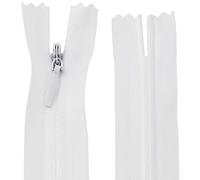 AERZETIX - C61010 - Lot de 20 Fermetures éclair invisibles 35 cm - couleur : blanc - non-séparables à tirette "ballon de rugby" matière inextensible - fermeture à glissière crémaillère