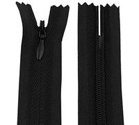 AERZETIX - C61069 - Lot de 20 Fermetures éclair invisibles 45 cm - couleur : noir - non-séparables à tirette "ballon de rugby" matière inextensible - fermeture à glissière crémaillère