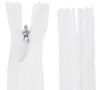 AERZETIX - C61079 - Lot de 20 Fermetures éclair invisibles 50 cm - couleur : blanc - non-séparables à tirette "ballon de rugby" matière inextensible - fermeture à glissière crémaillère