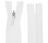 AERZETIX - C61092 - Lot de 20 Fermetures éclair invisibles 55 cm - couleur : blanc - non-séparables à tirette "ballon de rugby" matière inextensible - fermeture à glissière crémaillère