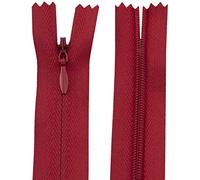 AERZETIX - C61103 - Lot de 20 Fermetures éclair invisibles 60 cm - couleur : framboise rouge - non-séparables à tirette "ballon de rugby" matière inextensible - fermeture à glissière crémaillère