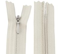 AERZETIX - C61105 - Lot de 20 Fermetures éclair invisibles 60 cm - couleur : beige - non-séparables à tirette "ballon de rugby" matière inextensible - fermeture à glissière crémaillère