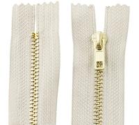 AERZETIX - C61198 - Lot de 2 Fermetures éclair non séparables 10 cm en métal - fermeture à glissière - couleur beige clair - couture maroquinerie trousses jupe robe vêtement pantalon mercerie