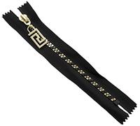 AERZETIX - C61276 - Lot de 2 Fermetures éclair/à glissière non séparables 16 cm en métal à tirette déco - couleur: noir, doré - maroquinerie couture jupe robe vêtement pantalon mercerie