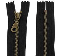 AERZETIX - C61374 - Fermeture éclair non séparable 16 cm en métal à tirette déco - fermeture à glissière - noir - curseur maroquinerie couture jupe robe vêtement pantalon mercerie