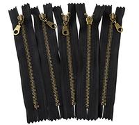AERZETIX - C61374 - Lot de 5 Fermetures éclairs non séparables 16 cm en métal à tirette déco - fermeture à glissière - noir - curseur maroquinerie couture jupe robe vêtement pantalon mercerie