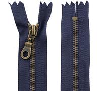 AERZETIX - C61375 - Fermeture éclair non séparable 16 cm en métal à tirette déco - fermeture à glissière - bleu foncé - curseur maroquinerie couture jupe robe vêtement pantalon mercerie
