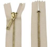 AERZETIX - C61446 - Fermeture éclair à glissière non séparable 10 cm en métal à tirette déco - couleur: beige - curseur jean gilets maroquinerie couture robe pantalon mercerie