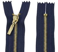 AERZETIX - C61447 - Fermeture éclair à glissière non séparable 10 cm en métal à tirette déco - couleur: bleu foncé - curseur jean gilets maroquinerie couture robe pantalon mercerie