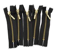 AERZETIX - C61448 - Lot de 5 Fermeture éclair à glissière non séparable 10 cm en métal à tirette déco - couleur: noir - curseur jean gilets maroquinerie couture robe pantalon mercerie