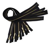 AERZETIX - C61471 - Lot de 5 Fermeture éclair à glissière non séparable 50 cm en métal à tirette déco - couleur: noir - curseur jean gilets maroquinerie couture robe pantalon mercerie