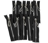 AERZETIX - C61480 - Lot de 10 Fermetures éclairs/à glissière N°5 non séparables 10 cm en métal à tirette déco - couleur: noir - curseur jean gilets maroquinerie couture robe vêtement mercerie
