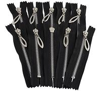 AERZETIX - C61481 - Lot de 10 Fermetures éclairs/à glissière N°5 non séparables 12 cm en métal à tirette déco - couleur: noir - curseur jean gilets maroquinerie couture robe vêtement mercerie