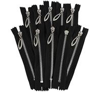 AERZETIX - C61483 - Lot de 10 Fermetures éclairs/à glissière N°5 non séparables 16 cm en métal à tirette déco - couleur: noir - curseur jean gilets maroquinerie couture robe vêtement mercerie