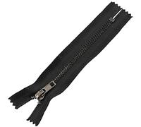 AERZETIX - C61494 - Fermeture éclair/à glissière N°4 non séparable 12 cm en métal - à tirette simple - couleur noir - curseur maroquinerie décoration couture jean jupe robe pantalon mercerie