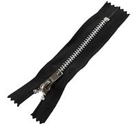 AERZETIX - C61499 - Fermeture éclair/à glissière N°4 non séparable 10 cm en métal - finition aluminium - couleur noir - curseur maroquinerie tirette couture jean jupe robe pantalon mercerie
