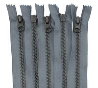 AERZETIX - C61526 - Lot de 5 Fermeture éclair/à glissière N°5 non séparable 16 cm en métal vintage - tirette décorative - couleur gris plomb - curseur maroquinerie couture jean jupe mercerie